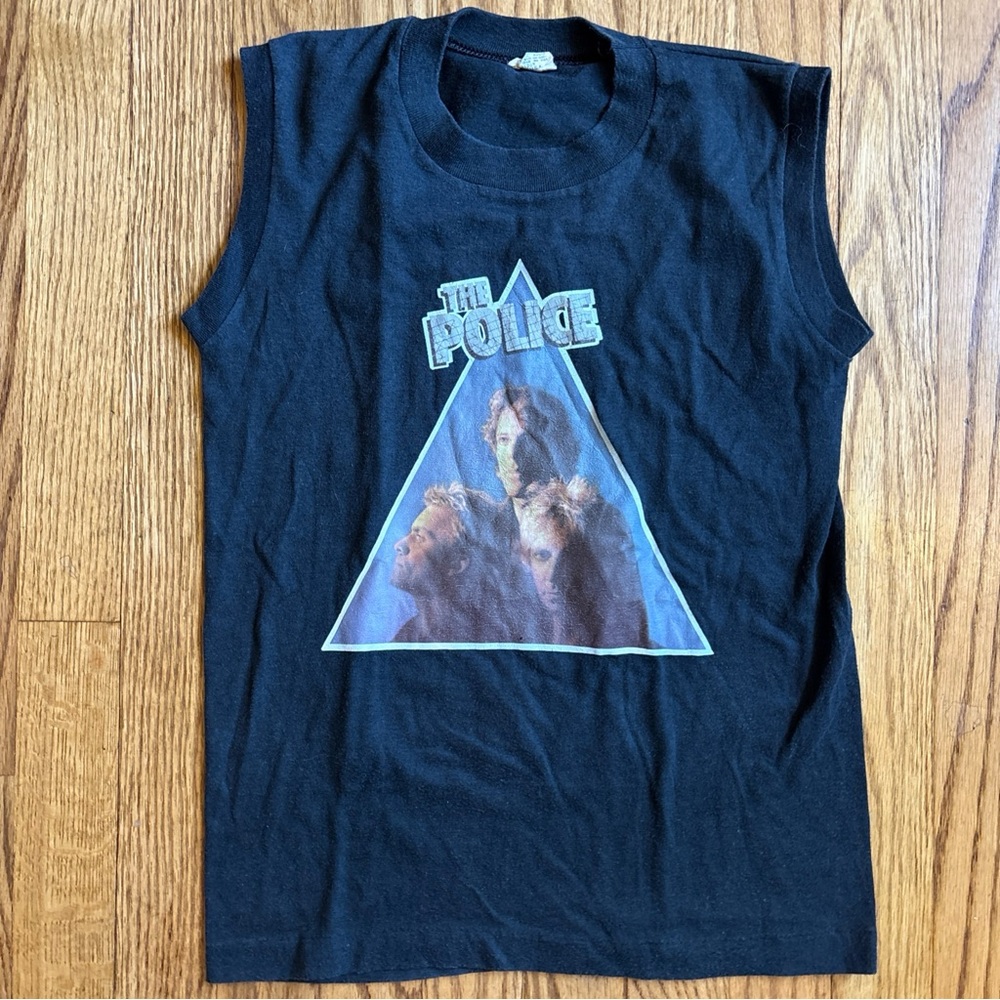 Vtg The Police Kids Black Sleeveless Tee Shelley name on back